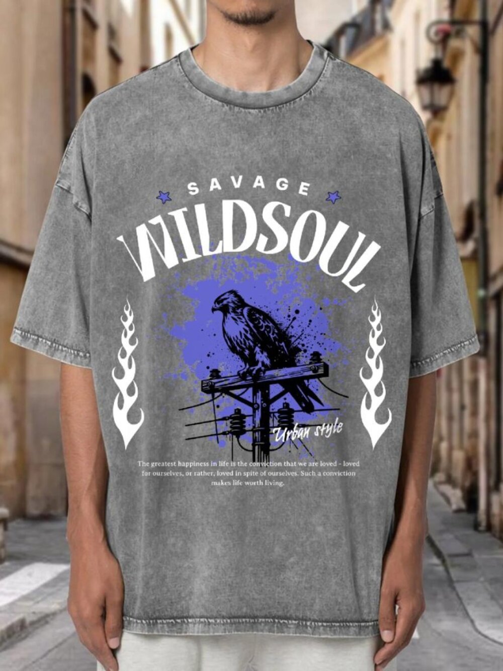 Savage Wildsoul Hawk Purple Splatter Streetwear T-shirt QF5NZKO9M702